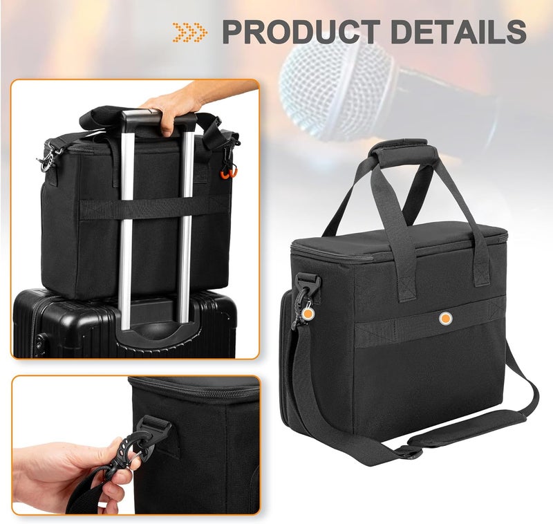 PGmoon 6 Slots Wireless Microphone Carrying Case, Mic Storage Bag with Thick Padding for Singing, Karaoke, Party (Patent Design) - Image 4